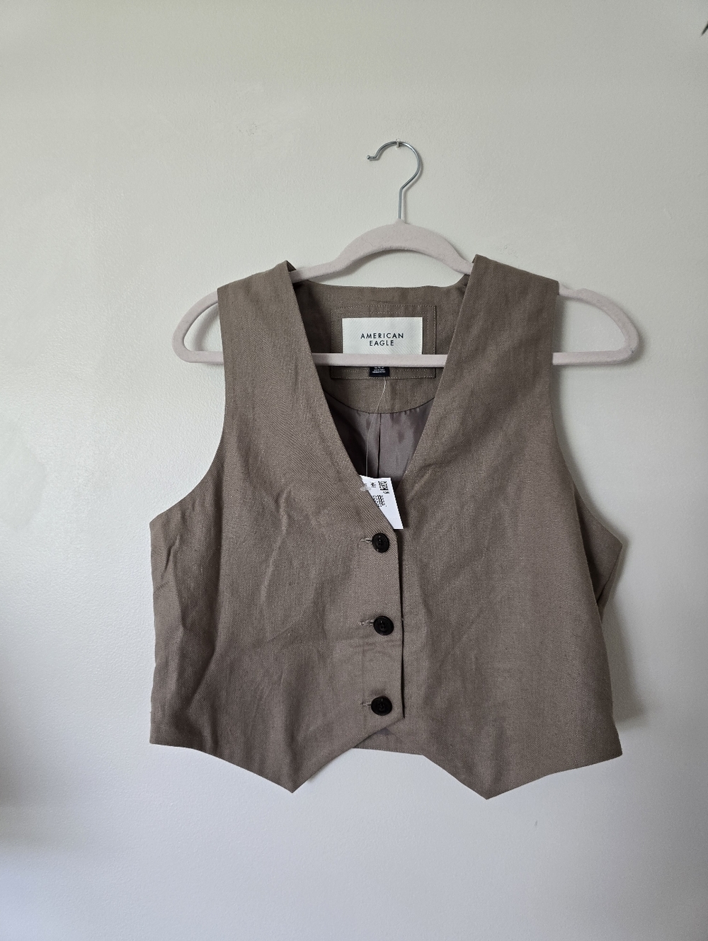 New American Eagle Linen Blend Tan Womens Vest Size M